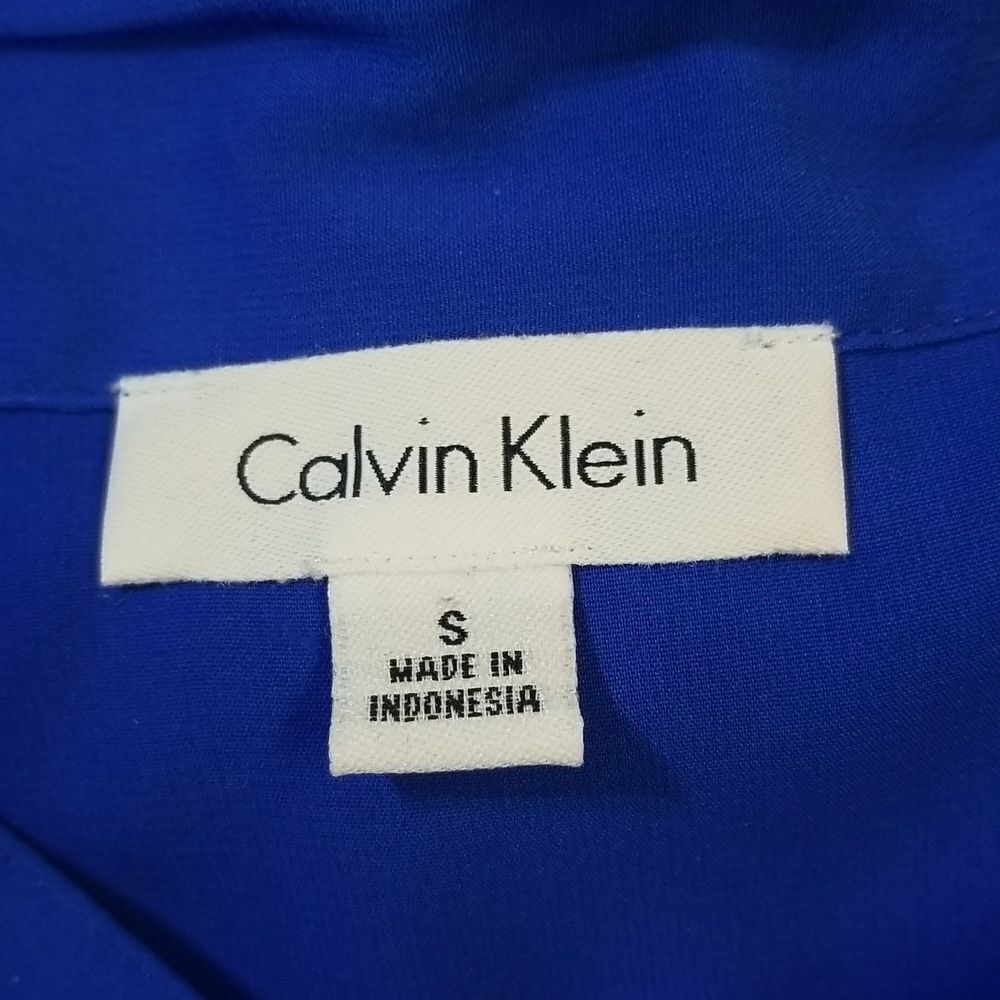 Calvin Klein Tie Neck Sleeveless Blue Blouse Size Small - Picture 5 of 8